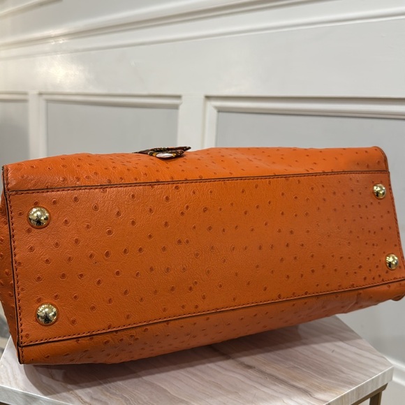 Michael Kors Bag Hamilton Orange Ostrich Embossed Tote Bag - Picture 8 of 17